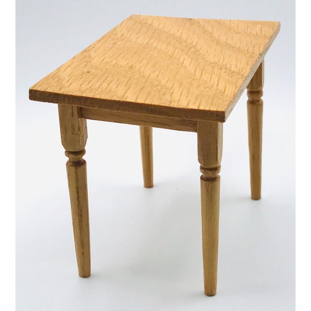 Vintage Artisan Dollhouse Miniature Wooden Table Signed Handmade Mini Furniture